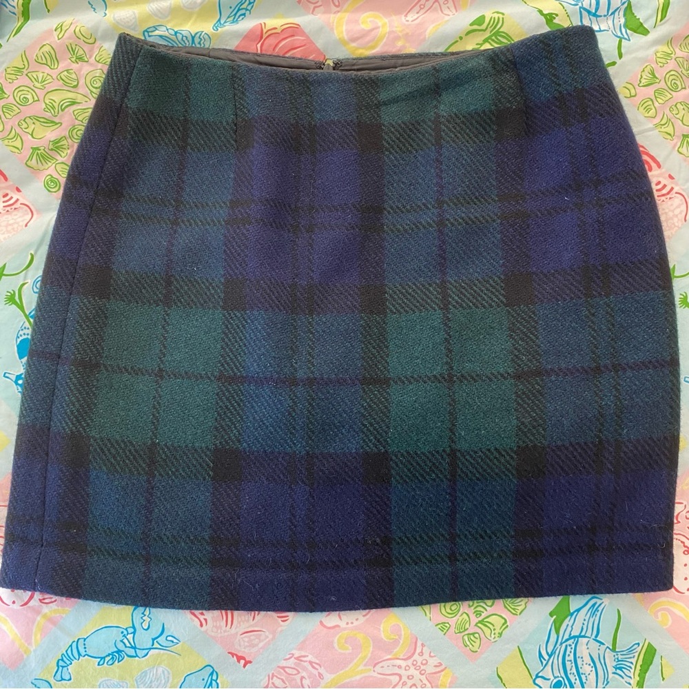 Eddie Bauer Size 16 Plaid Wool Blend Skirt